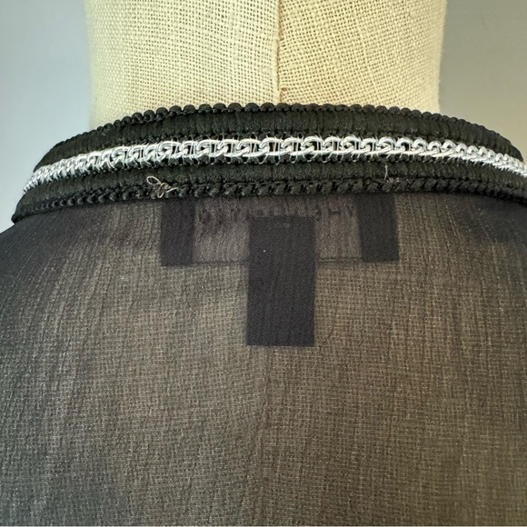 The Limited Women’s Sheer Black Tunic Blouse Long Sleeve Chain Detail Sz M - Picture 7 of 12